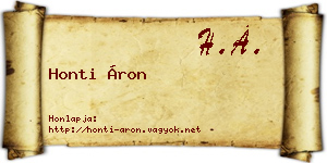 Honti Áron névjegykártya